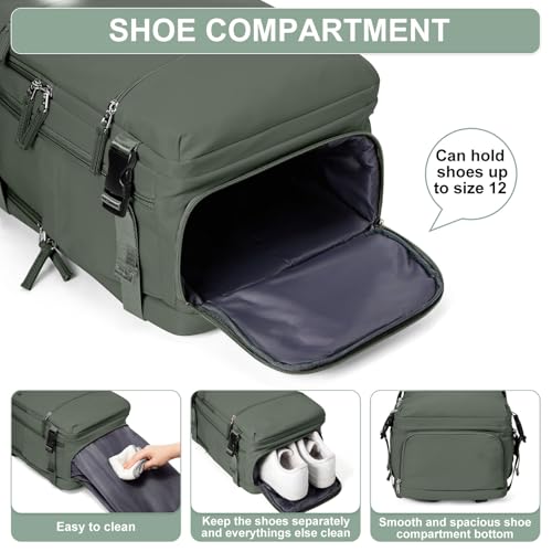 suwasp Travel Backpack Simple Durable Carry On Backpack with Shoe Compartment, Personal Item Travel Bag Flight Approved, W...