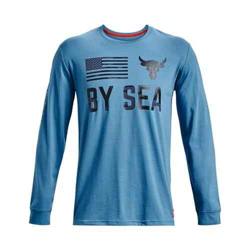 Under Armour x Project Rock Men's Long Sleeve Graphic Shirt, Chicago Blue/Petrol Blue, X-Large