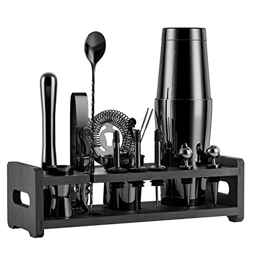 Soing 24-Piece Cocktail Shaker Set,Perfect Home Bartender Kit for Drink Mixing,Stainless Steel Bar Tools With Stand,Velvet...
