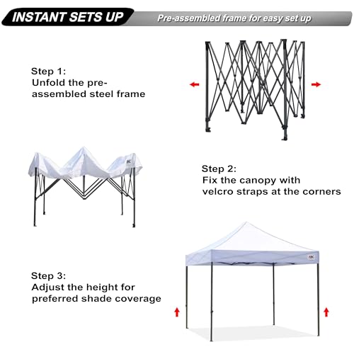 ABCCANOPY Patio Pop Up Canopy Tent 10x10 Commercial-Series (White)