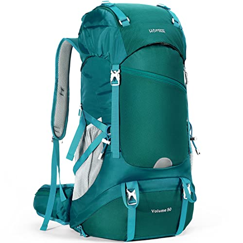 HOMIEE 50L Hiking Backpack Travel Bag Waterproof Camping Rucksack with Rain Cover Lightweight Backpacking Backpack