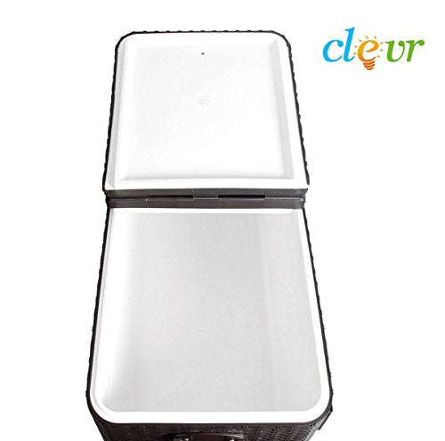 80 Quart Qt Rolling Cooler Ice Chest Cart for Outdoor Patio Deck Party, Dark Brown Wicker Faux Rattan Tub Trolley, Portabl...
