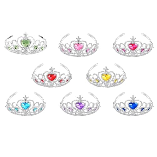 S & E TEACHER'S EDITION 8 Pcs Tiaras Crown Set, Princess Dress Up Costume Birthday Party Favor Headwear, Hair Decoration, ...