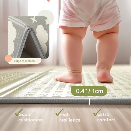 Mallify Foldable Play Mat, Reversible Baby Play Mat with Edge Reinforcement, Non-Toxic & Waterproof Baby Mat for Floor, Fo...