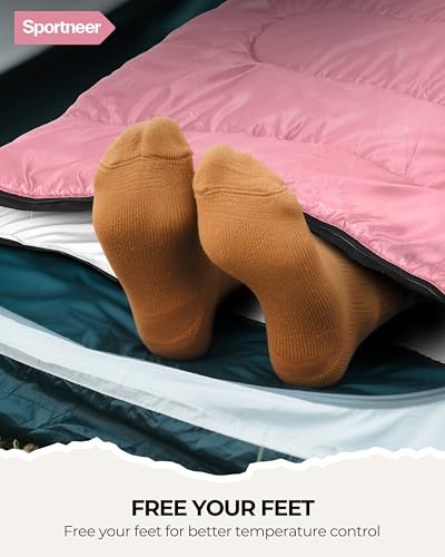 Sportneer Sleeping Bag for Adults & Kids, Cold Weather 3–4 Season Camping Sleeping Bags with 32–65℉ or 50–80℉ Temperature ...