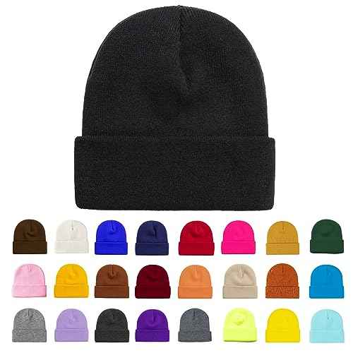 ZOORON 1 & 2 Packs Beanie for Men Women Warm Winter Hats Acrylic Knit Cuffed Beanie Cap Unisex