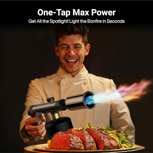 ThermoMaven Propane Torch with One-Touch Max Fire, Cooking Blow Torch Gun with a Safety Lock, Charcoal Lighter, Flame Thro...