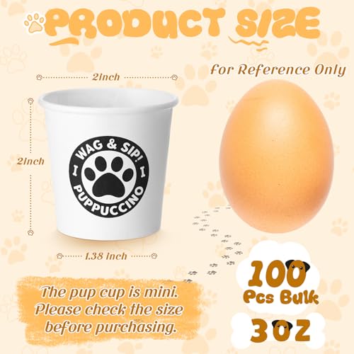 Yungyan 100 Pcs 3 oz Tiny Pup Cups for Dogs Mini Cups for Cream Mini Dog Paw Disposable Paper Container for Cafe Bar Pet T...