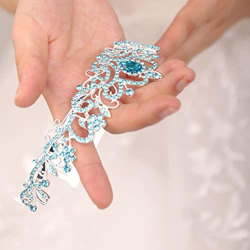 JWICOS Silver Tiara and Crown for Women - Elegant Light Blue Crystal Tiara Headband for Wedding, Prom, Birthday Party