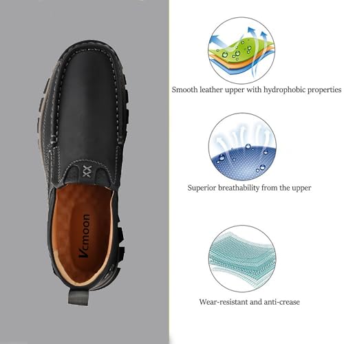 Vcmoon Men's Slip-On Loafers Comfortable Leather Casual Walking Shoes for Work Office Dress Outdoor