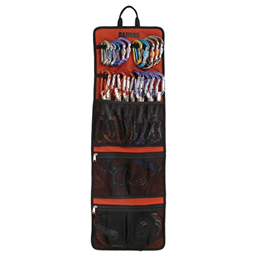 Climbing Quickdraw Hanging Storage Bag, Carabiner Hook Gear Equipment Parts Collections, Durable Foldable Bundled Roll Ant...