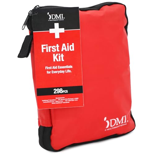 DMI 298-Piece Complete Emergency First Aid Kit, Treats Pain, Swelling, Cuts, Scrapes & Burns, Complete First Aid Guide Inc...