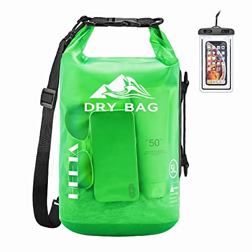 HEETA Dry Bag Waterproof for Women Men, 5L/10L/20L/30L/40L Roll Top Lightweight Dry Storage Bag Backpack with Phone Case f...