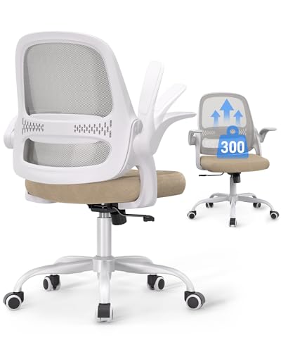 Ergonomic Mesh Office Chair for Home Office, Flip-Up Arms, Breathable Mesh Back & Thick Seat Cushion, Swivel Rolling Compu...