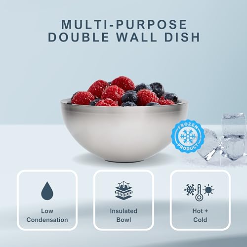 KoolCool Dip Chiller Bowl - 35oz Capacity - Frozen Ice Stainless Steel Party Serving Bowl - Insulated Dip Dish Platter Kee...