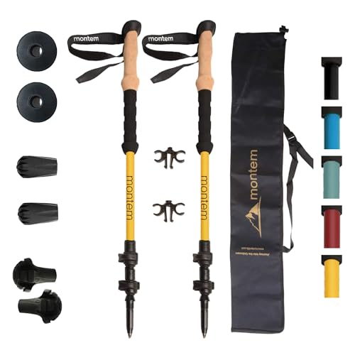 Montem Ultra Light 100% Carbon Fiber Trekking, Walking, and Hiking Poles - One Pair (2 Poles) - Ultra Light, Quick Lockin...