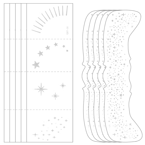 Glitter Freckles Face Tattoo, 10PCS Silver Glitter Freckles, 2 Styles Body Face Glitter for Women Girls, Cute Star Waterpr...
