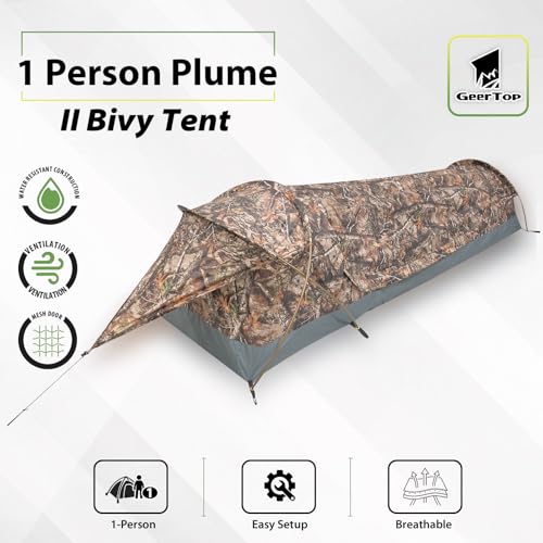 GEERTOP Ultralight Single Person Bivy Tent for Camp Waterproof 1 Man Tent for Camping Hiking Backpacking Hunting Outdoor S...