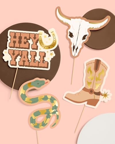 xo, Fetti Western Photo Booth Props - 24 Count | Kids Rodeo Party Backdrop, Birthday Background Decorations, Hoedown Bache...