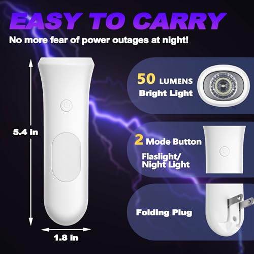 ROSSEX 4 in 1 Emergency Lights for Home Power Failure, 3 Pcs Rechargeable LED Flashlight Plug in Wall, Automatic Turn-On P...