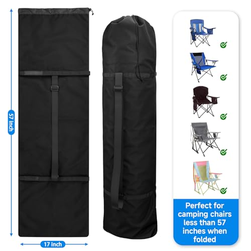 Xxerciz Camping Chair Replacement Bag, 57 Inches Large Folding Chair Carry Cover with Adjustable Shoulder Strap, Heavy Dut...