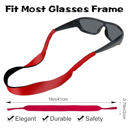 6 Pack Neoprene Glasses Straps Floating Sunglasses Eyeglass Strap Anti Slip Sports Safety Eyewear Retainer Holder for Adul...