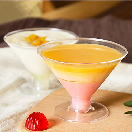 Frcctre 80 Pack Disposable Plastic Cocktail Glasses, 5 OZ Plastic Mini Martini Glasses, Clear Mini Dessert Glass Parfait C...