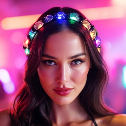 Kilshye Light Up Headband LED Black Hair Band Rave Hair Accessories for Women