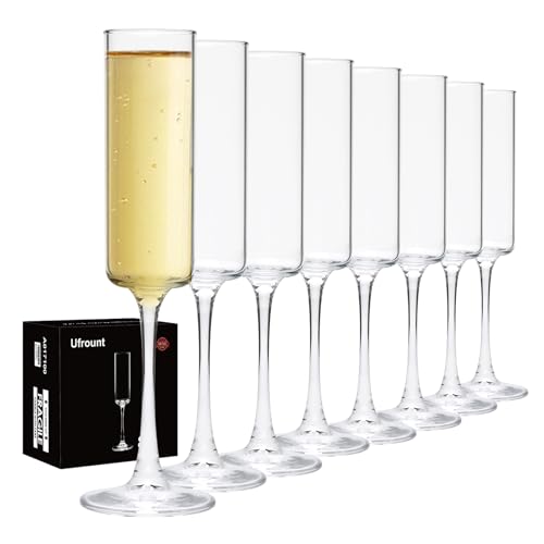 Ufrount Champagne Flutes 5oz,Clear Champagne Glasses Set of 8,Classic Sparkling Glasses Prosecco Toasting Champagne Flute ...