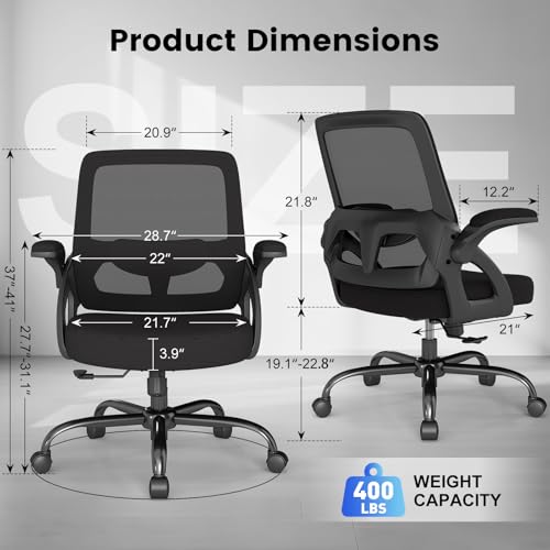 AnyGod Big and Tall Office Chair, Ergonomic Desk Chair Mesh Mid Back with Comfy Lumbar Support Swivel Task Executive Chair...
