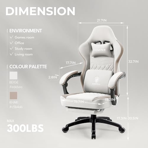 Dowinx Gaming Chair Breathable Fabric Computer Chair with Pocket Spring Cushion, Comfortable Office Chair with Gel Pad and...