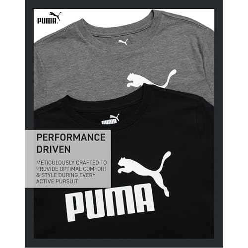 PUMA Boys T-Shirt - 2 Pack Casual Crewneck Short Sleeve Running and Gym Graphic Tee Shirts for Boys with Logo Print (S-XL)