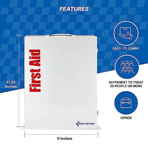 First Aid Only 90658 25-Person SmartCompliance First Aid Kit for Businesses, ANSI 2015 Compliant Metal Food Service First ...