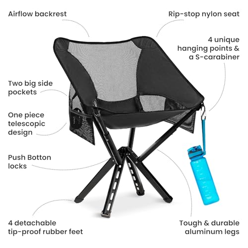 Sitpack Campster 2.0 Ultra Lightweight Backpack Chair with 5s Folding, Small Compact Portable Hiking Chairs with Bottled S...