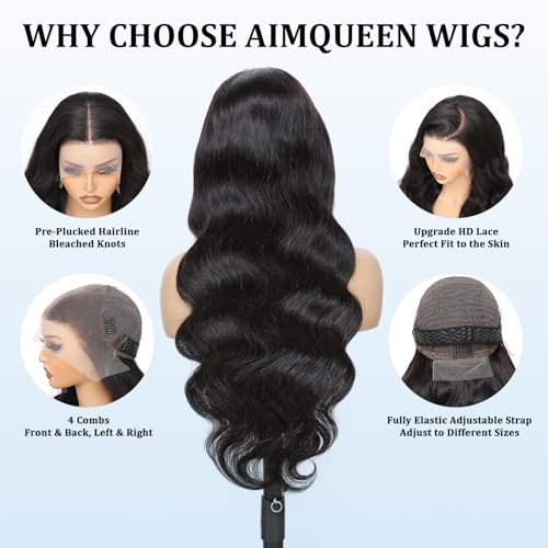 Human Hair Wig 13x6 Body Wave Lace Front Wigs Human Hair Pre Plucked 200 Density 12A Glueless Wigs for Women HD Lace Frontal Wigs Natural Color 22 Inch