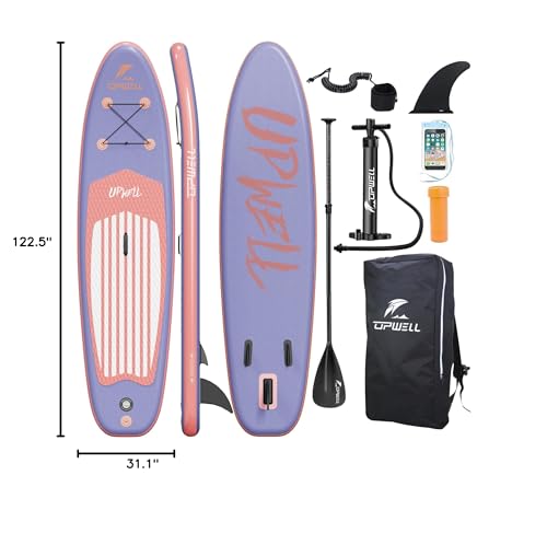 UPWELL Inflatable Stand Up Paddle Board Premium SUP Paddle Boards for Adults, 10’2” Blow up Paddle Boards 6” Thick, Purple