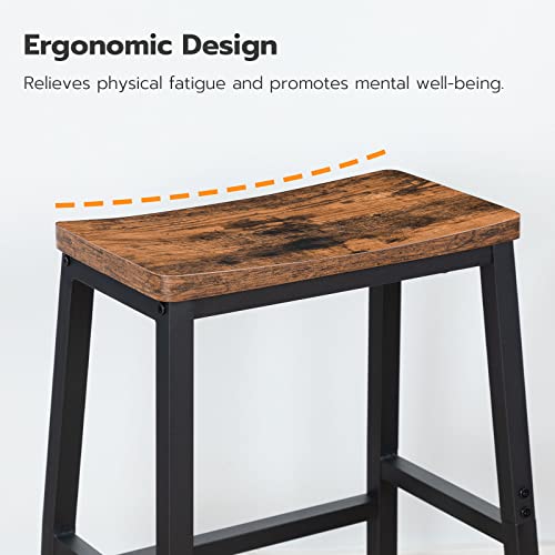 HOOBRO Bar Stools, Set of 2 Bar Chairs, 23.6 Inch Saddle Stools, Kitchen Counter Seat with Footrests, Industrial Barstools...