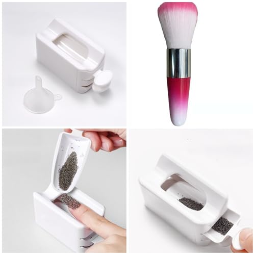 Chunmeng White Nail Powder Recycling Box With Scoop Nail Art Box Nail Art Accessories Makeup Tool Powder Glitter Saver Nai...