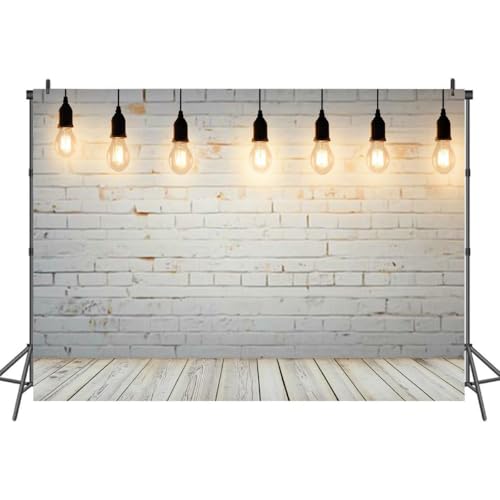 7x5FT Wood Wall Bulb Lights lamp Photography Backdrop Background Cloth Portrait Photo Booth Studio Prop Banner Photographe...