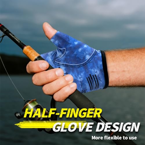 Rioomui Stubby Fingerless Fishing Gloves Men - Lightweight Breathable Anti-Slip Kayak Gloves Women for Kayaking, Sailing,P...
