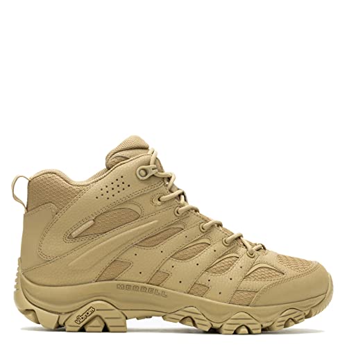 Merrell mens Moab 3 Tactical Mid Waterproof Boots, Coated Leather & Mesh Upper Combat Hiking Work Shoes
