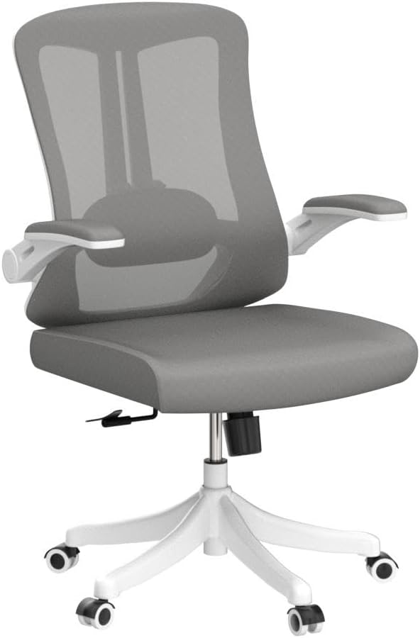 Office Chair, Ergonomic Comfort Home Desk Chair, Mid Back Gaming Chair with Wheels, Adjustable Height, Lumbar Support, Flip-up Armrest with 350LBS Capacity