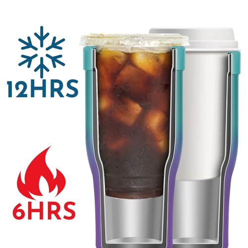 Universal Iced Coffee Sleeve - Insulated Double Wall Reusable Stainless Steel Holder Sleeves Insulator for Cold Drinks Fit...