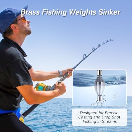 YAFIYGI 15Pcs Sinkers Fishing Saltwater Kit Fishing Sinkers with Removable Non Lead Swivels Bullet Weights for Inline Trol...