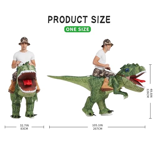 One Casa Inflatable Costume Dinosaur Riding T Rex Air Blow up Funny Party Halloween Costume for Adult