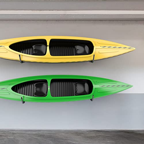 WALMANN Lightweight Kayak Storage Rack, Wall Mount Kayak Hooks for Garage Utility Storage Hangers for Canoe, Surfboard, Sk...
