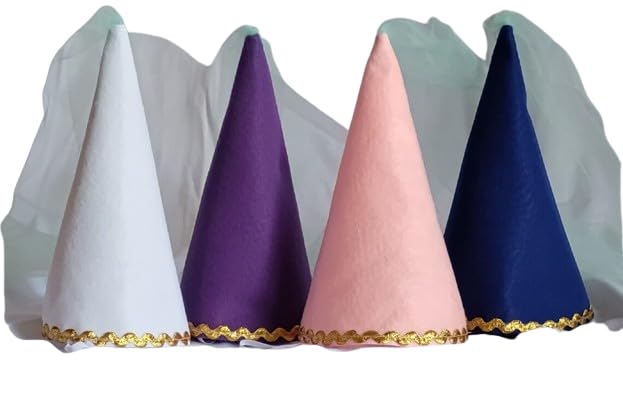 Felt Girls Princess Cone Hat Renaissance Veil Hat Medieval Tulle Hat Dress-up Play Birthday Party Halloween