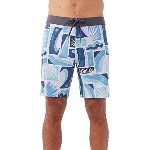 O'NEILL Men's 18 Inch Tropical Print Boardshorts - Quick Dry Swim Trunks for Men with Fabric and Pockets