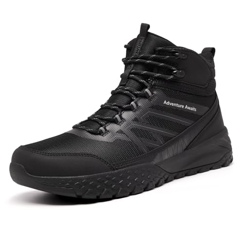 ARTOPEAK Men's Waterproof Hiking Boots with Built-in Gaiters, Ankle High Non-Slip Outdoor Trekking Shoes for Backpacking, ...
