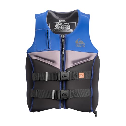 QUIKSILVER Men's Life Vest, USCG and Transport Canada Approved Type III PFD, Evoprene Life Jacket for Boating Kayaking Raf...